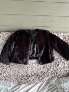 bebe Dark Brown Faux Fur Teddy Jacket